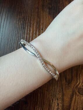 Anne Klein Crystal Crisscross Bangle Bracelet